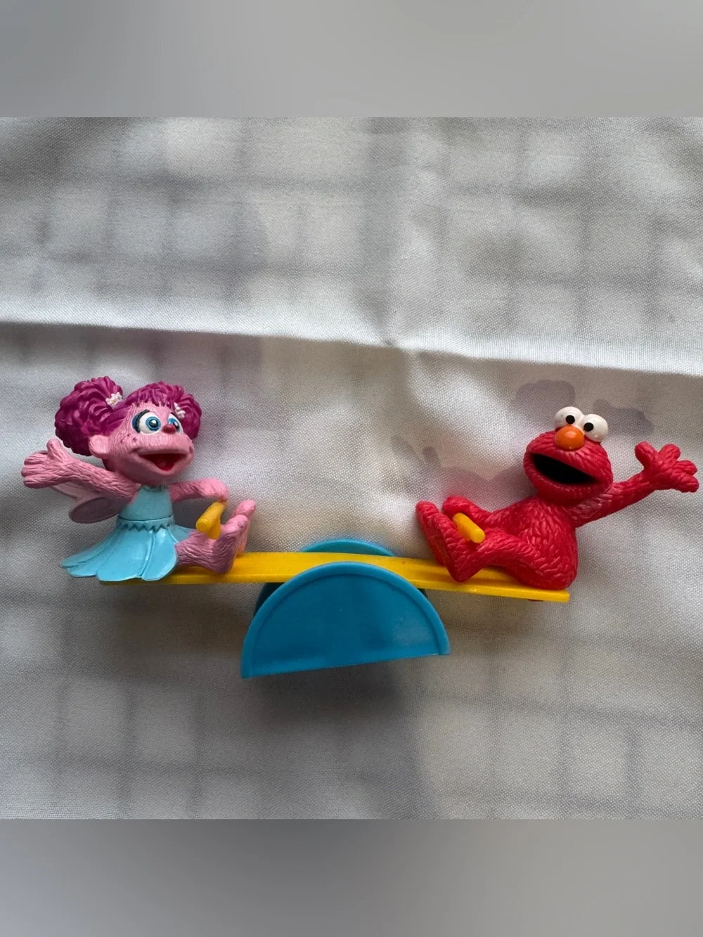 Vintage Sesame Street Elmo & Abby Cadabby Seesaw Figurine Toy Cake Topper